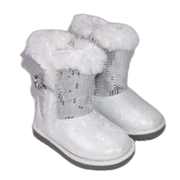 SONOMA Little Girls Silver Sequin Zip Up Ankle Boots Booties Brand New NIB - Picture 1 of 6